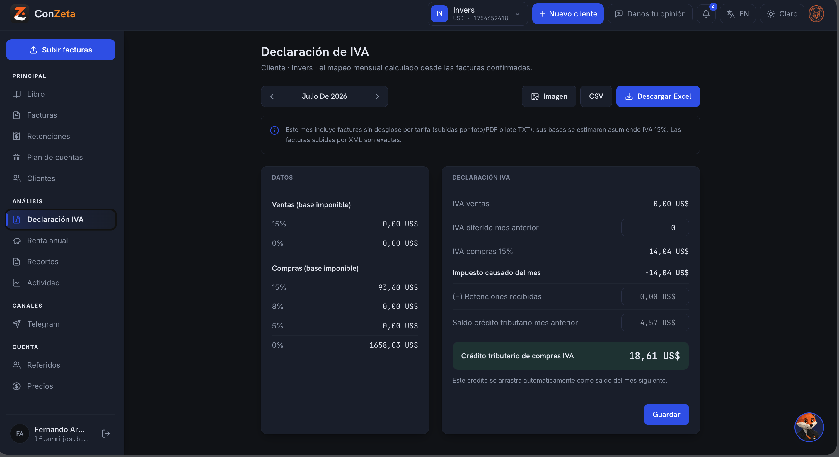 Declaración de IVA en ConZeta